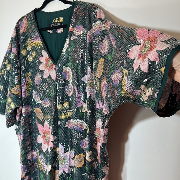 ELOQUII 18 / 20 Slit Front floral Print Sequin Maxi Dress - Picture 8 of 15